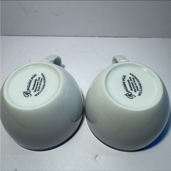 Set of 2 | White Ceramic Williams Sonoma Brasserie Blue Flat Mugs Tea Cups - Picture 11 of 12